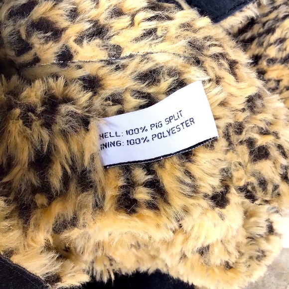 Hi Gorgeous Suede Pig Split Black Leopard Jacket Small - Picture 8 of 14